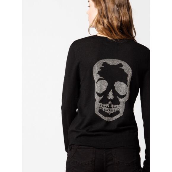 Zadig & Voltire Miss M Merino Wool Skull Sweater Black Large Crewneck Grunge Emo - Picture 3 of 13